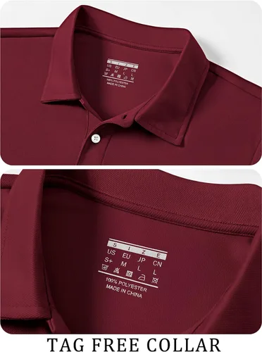 Vista 3 de TACVASEN Camisa de golf para hombre Dry Fit Polo de manga corta de rendimiento Polos de golf para hombres con cuello camisas de trabajo