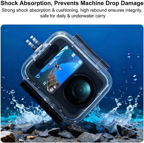 Vista 6 de Funda impermeable compatible con DJI Osmo 360, carcasa de buceo profesional de 144 pies, lente esférica con carcasa de PC a prueba de golpes