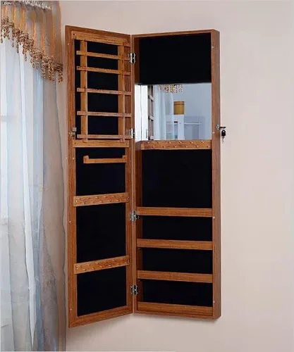 Vista 3 de Veemuaro Armario de joyería, organizador de joyas montado en la paredpuerta de 47.2 pulgadas de alto, con espejo, caja organizadora de joyas