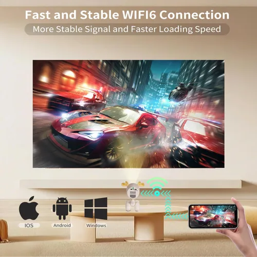 Vista 7 de Mini proyector con WiFi y Bluetooth - Proyector portátil al aire libre para cine en casa, compatible con HDMI/USB, ideal para películas