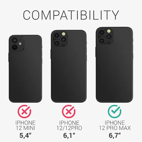 Vista 6 de kwmobile Funda cruzada compatible con Apple iPhone 12 Pro Max, funda transparente de TPU con correa de cable, color verde oscuro/transparente
