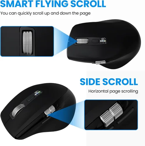 Vista 5 de INFINMIND Ratón inalámbrico Bluetooth con desplazamiento lateral y multidispositivo, ratones de computadora ergonómicos con desplazamiento