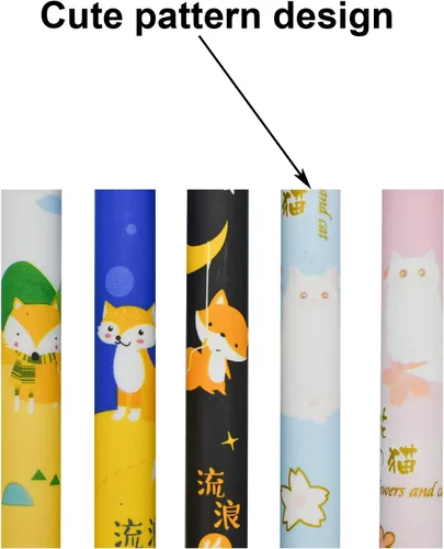Vista 4 de Maydahui 15 bolígrafos de gel borrables con diseño de zorro, lindos bolígrafos de gel kawaii, gatito, flor de cerezo, gato, bolígrafos de gel
