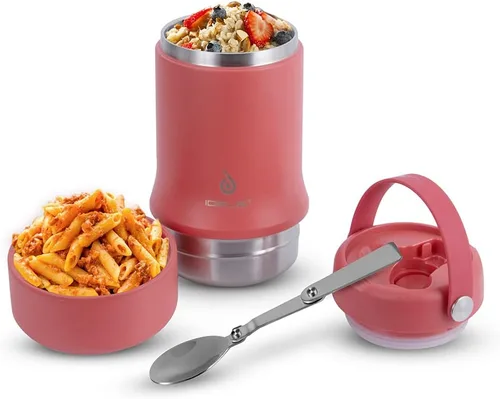 Vista 10 de Ideus Termo de sopa con cuchara plegable y cuenco de 20 onzas, lonchera Bento todo en uno aislada de acero inoxidable a prueba de fugas, contenedor