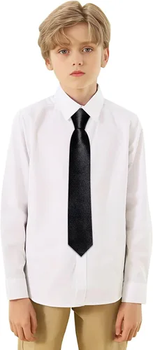 Vista 297 de Barry.Wang Corbata de niño regular seda tejida rayas sólido lazo bolsillo cuadrado