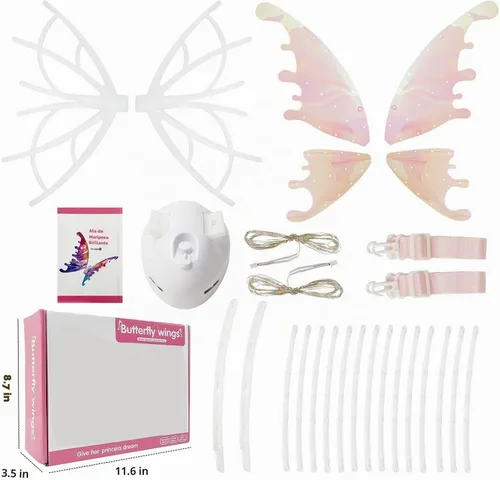 Vista 7 de GoolRC Alas de hadas iluminadas, alas de mariposa en movimiento con luces y música, ajustables, alas de mariposa LED para adolescentes, como