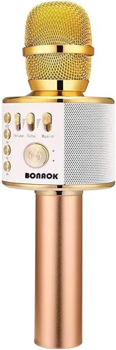 Vista 21 de BONAOK - Micrófono inalámbrico Bluetooth de karaoke, 3 en 1; máquina altavoz con micrófono de karaoke portátil de mano para fiesta de cumpleaños