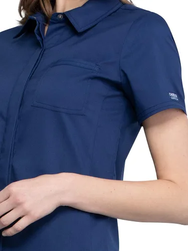 Vista 3 de Cherokee Mujer Scrubs Top Workwear Revolution Hidden Snap Front Collar WW669