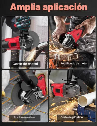 Vista 7 de Amoladora angular sin escobillas para batería Milwaukee M18, amoladora angular pequeña inalámbrica de 4 – 1/2 pulgadas con mango auxiliar, 10 lijas