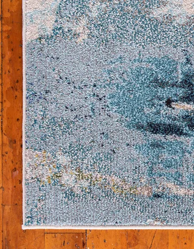 Vista 8 de Tapete abstracto Unique Loom, colección Estrella, moderno, multiárea, Polipropileno, Azul claro