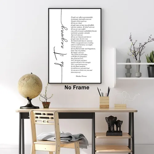 Vista 6 de Arte de pared con citas de Madre Teresa, póster con citas inspiradoras, arte de pared para la oficina en casa, decoración de pared, citas