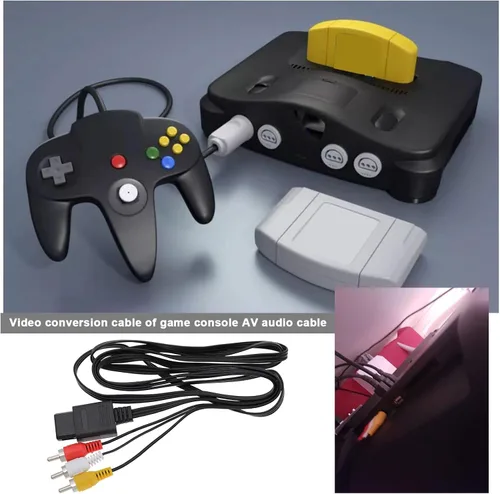 Vista 2 de 2 cables de repuesto de cable de video compuesto AV compatible con Nintendo 64 N64GamecubeSNES AV cables de repuesto