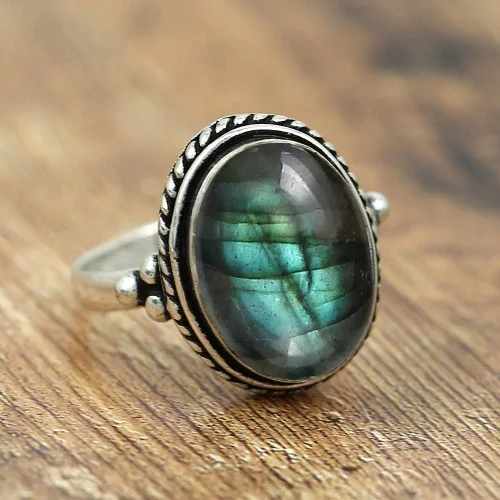 Vista 3 de Anillos de piedra natural para mujer, anillos solitarios ovalados de 0.472 x 0.630in para mujer, 1 anillo de piedra para mujer, tamaño de anillo