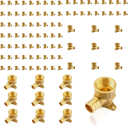 Vista 10 de PEX Fittings, 1/2" PEX x 1/2" hembra NPT Drop Ear Elbow Accesorios de engarce de latón PEX, para fontanería de tubería PEX, ASTM F1807