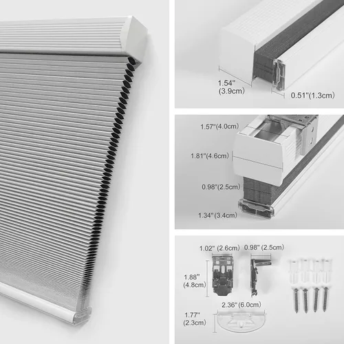 Vista 7 de Persianas celulares inalámbricas con filtro de luz, impermeables, con diseño de panal, para ventanas, aisladas de aluminio, térmicas, cortadas a
