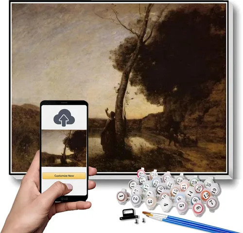 Vista 14 de Kits de pintura por números para adultos y niños The Boatmen of Mortefontaine Pintura por Camille Corot Kit de pintura por números sobre lienzo