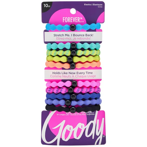 Vista 11 de Goody Ouchless Forever - Bandas elásticas para el cabello, 10 unidades, color negro, bandas sin daños, lazos elásticos 3 veces más fuertes