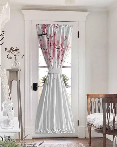 Vista 8 de Cortinas de primavera rosa Sakura con luz lateral francesa para puerta delantera, ventana, puerta de 25 x 40 pulgadas, cortina de panel de cortina