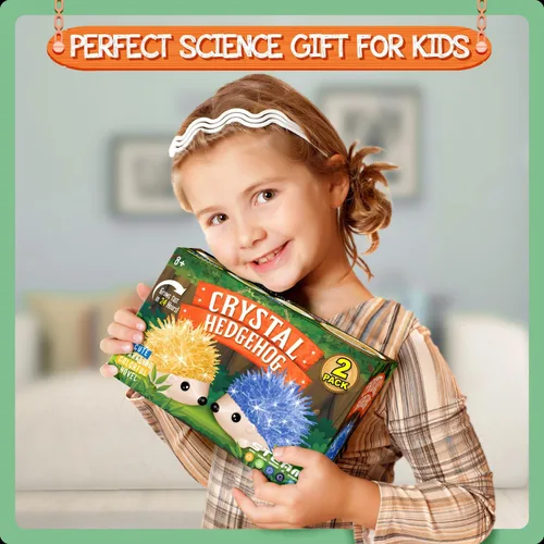 Vista 2 de Kit de Cultivo de Cristales - 2 Erizos de Colores Vibrantes para Cultivar - Kits de Ciencia para Niños de 6-8 Años, Excelentes Juguetes de Regalo