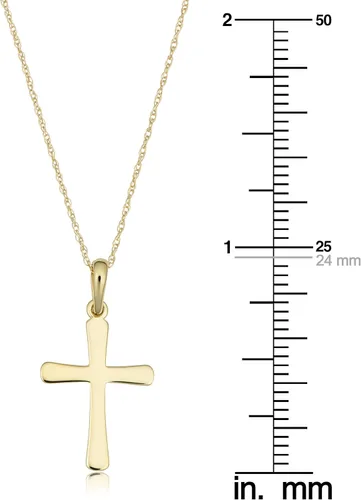 Vista 3 de Kooljewelry Collar de cruz de oro amarillo de 14 k (18 pulgadas), Metal