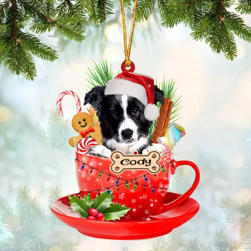 Vista 53 de NAZENTI Adorno personalizado de Alaskan Malamute en taza roja, adorno de Navidad personalizado para perros amantes de las mascotas, colgante