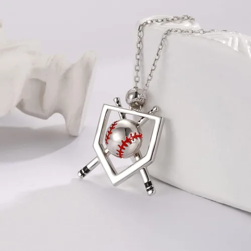 Vista 2 de oGoodsunj Collar de béisbol antiansiedad con joyería antiansiedad plata de ley 925 atletas de sóftbol americano regalo para hombres niños y mujeres