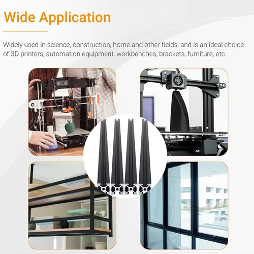 Vista 7 de 4 piezas de perfil de extrusión de aluminio de 11.811 in 2020 tipo V extrusión de aluminio estándar europeo anodizado riel lineal con accesorios