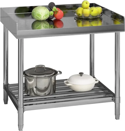 Vista 11 de GaoMon Mesa de trabajo de acero inoxidable de 24 x 47 pulgadas para preparación y trabajo, mesa de trabajo plegable NSF resistente para preparación