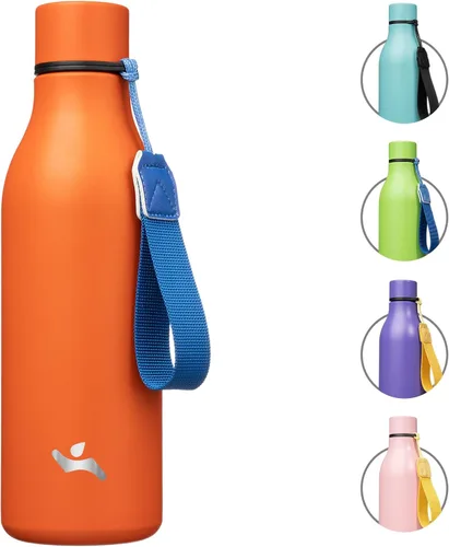 Vista 38 de Konokyo Botella de agua aislada con correa, botella de agua de acero inoxidable de 18 onzas de doble pared con aislamiento al vacío, frasco de Verde