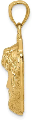 Vista 2 de Colgante de oro amarillo macizo de 14 k con cabeza de Jesús grande con corona emperador Rey Rey Reina Real