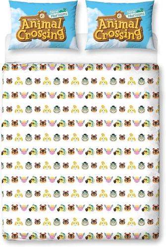 Vista 2 de Animal Crossing Funda de edredón doble oficial Diseño reversible de playa de dos caras Ropa de cama divertida de polialgodón con funda