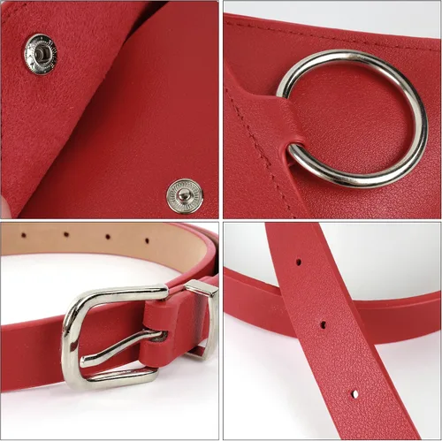 Vista 4 de Danse Jupe - Riñonera de piel sintética para mujer, diseño de cinturón, B1 - Rojo, talla única