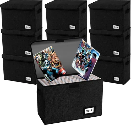 Vista 21 de Caja de Almacenamiento de Cómics, 15.8" X 7.8" X 11.8", Resistente Plegable Contiene 160-180 Cómics Contenedor Organizador Estante