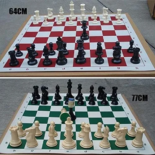 Vista 2 de Juego de piezas de ajedrez, juego de ajedrez internacional portátil de plástico, juego completo de ajedrez en blanco y negro para adultos y niños
