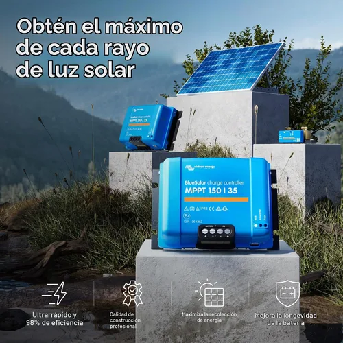 Vista 2 de Victron Energy BlueSolar MPPT Controlador de carga solar - Controladores de carga para paneles solares - 150V, 35 amperios, 12/24/36/48 voltios