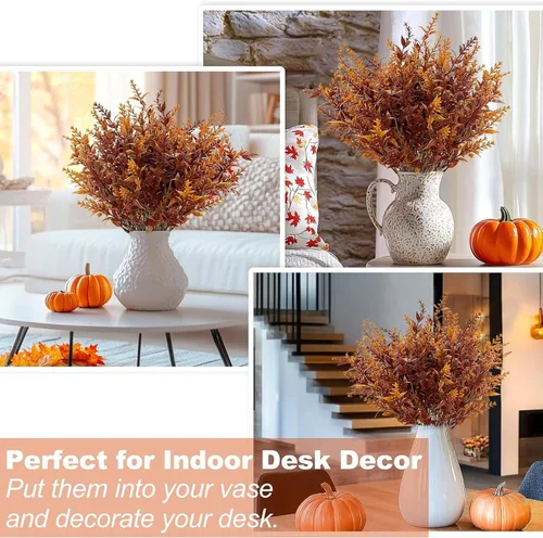 Vista 3 de TURNMEON 20 paquetes de flores artificiales de otoño para exteriores, decoraciones de otoño, resistentes a los rayos UV, lavanda artificial