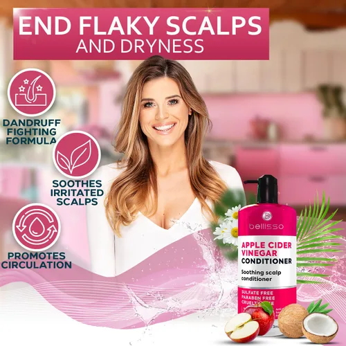 Vista 2 de Acondicionador de Vinagre de Sidra de Manzana - Sin Sulfatos, Parabenos y Siliconas - Para Cabello Seco, Dañado y Graso - Producto Anticaspa