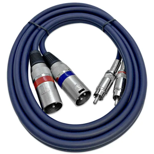 Vista 2 de Seismic Audio - SA-2RAXRM05 - Cable de conexión doble XLR a RCA de 5 pies, 2 XLR macho a 2 RCA macho, cable de conexión de interconexión estéreo