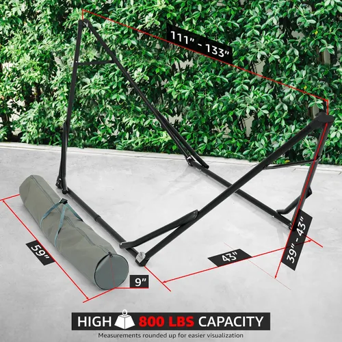 Vista 2 de Tranquillo Unity - Soporte de hamaca ajustable, plegable, para camping, con soporte, capacidad de 800 lbs, soporte de hamaca doble de acero para 2