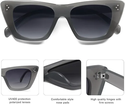 Vista 2 de SOJOS Gafas de sol polarizadas de ojo de gato retro de moda para mujer, lindos y elegantes UV400 Sunnies SJ2199