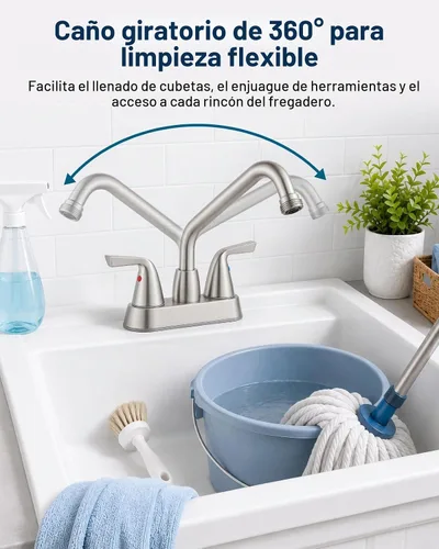 Vista 4 de Aolemi Grifo para lavadero utilitario, extremo roscado NPT de 3/4", níquel Níquel cepillado