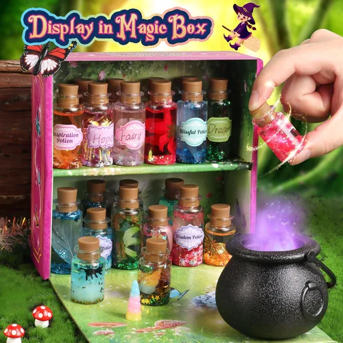 Vista 4 de wookidel Kit de manualidades mágicas de hadas para niños con 20 botellas de poción – Kit de manualidades para hacer pociones mágicas de hadas