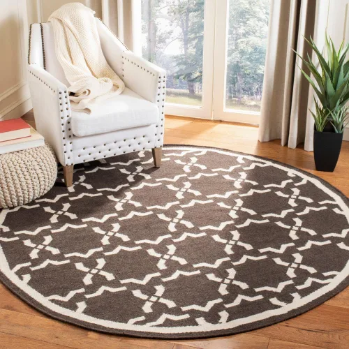 Vista 7 de SAFAVIEH Dhurries Collection DHU545A - Alfombra decorativa de lana de alta calidad hecha a mano de 2 x 3 pies, color chocolate y marfil