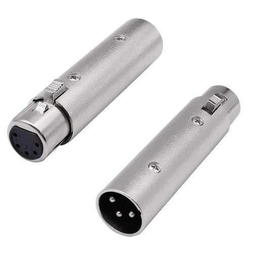Vista 9 de XLR 5 pines macho a 3 pines hembra DMX adaptador convertidor de señal de audio para micrófono luz de escenario -2