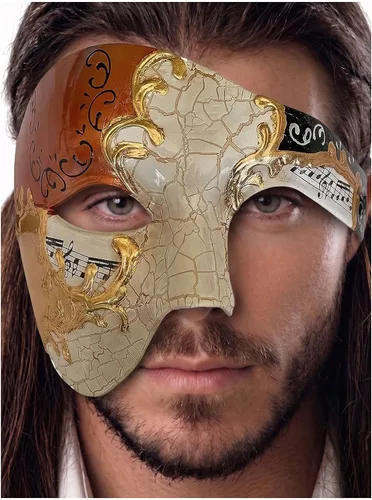 Vista 43 de Máscara de mascarada para hombre, máscara del fantasma de la ópera, máscara de baile de graduación, Mardi Gras, Haloween veneciano, media cara