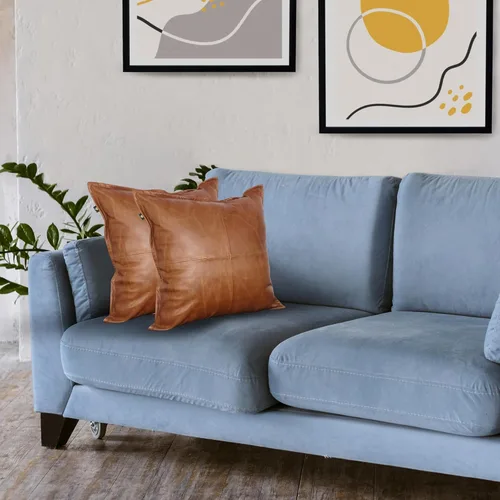 Vista 9 de Funda de almohada de cuero de cordero 100% cuero de cordero – Funda de cojín para sofá – Fundas decorativas para sala de estar y dormitorio, cuero