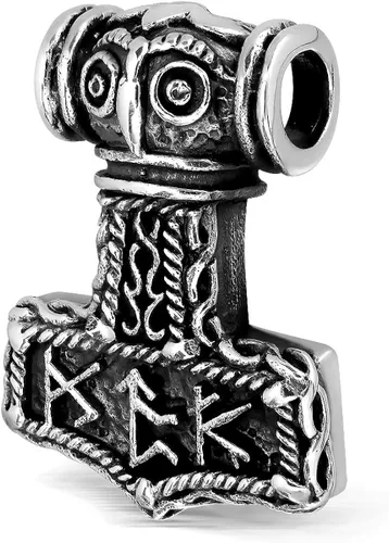 Vista 3 de Plata de ley withlovesilver Viking amulet Norse WarriorMartillo de Thor Mjolnir colgante