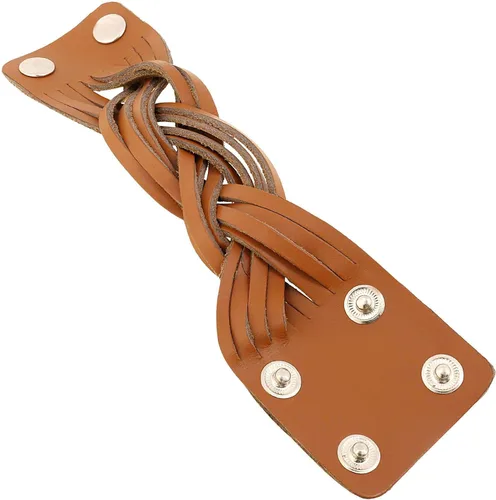 Vista 4 de Pulsera de piel indio café para hombrescapas Wrap pulsera de piel para hombre