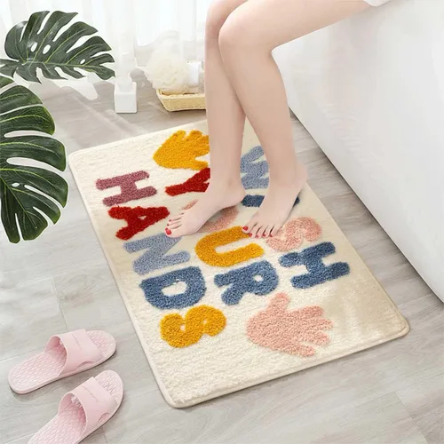 Vista 6 de Alfombra de baño para niños, bonita alfombra de baño colorida para cepillar tus dientes, lavable, absorbente, antideslizante, para bañera, 15.7 x