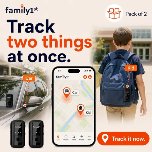 Vista 5 de Family1st Paquete compacto de rastreador GPS para vehículos, activos de automóviles y niños, seguimiento en tiempo real con aplicación, dispositivo
